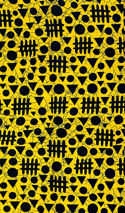 African Print Fabric/ Ankara - Yellow, Black "Kigali Traffic", Yard or Wholesale
