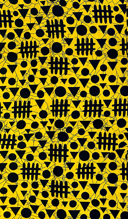 African Print Fabric/ Ankara - Yellow, Black "Kigali Traffic", Yard or Wholesale