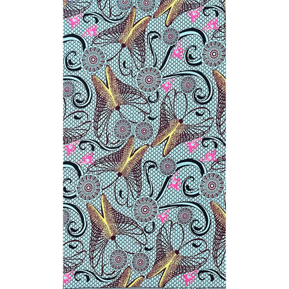 African Print Fabric/ Ankara - Green, Yellow, Pink 'Yewa’s Whisper' Design, YARD or WHOLESALE