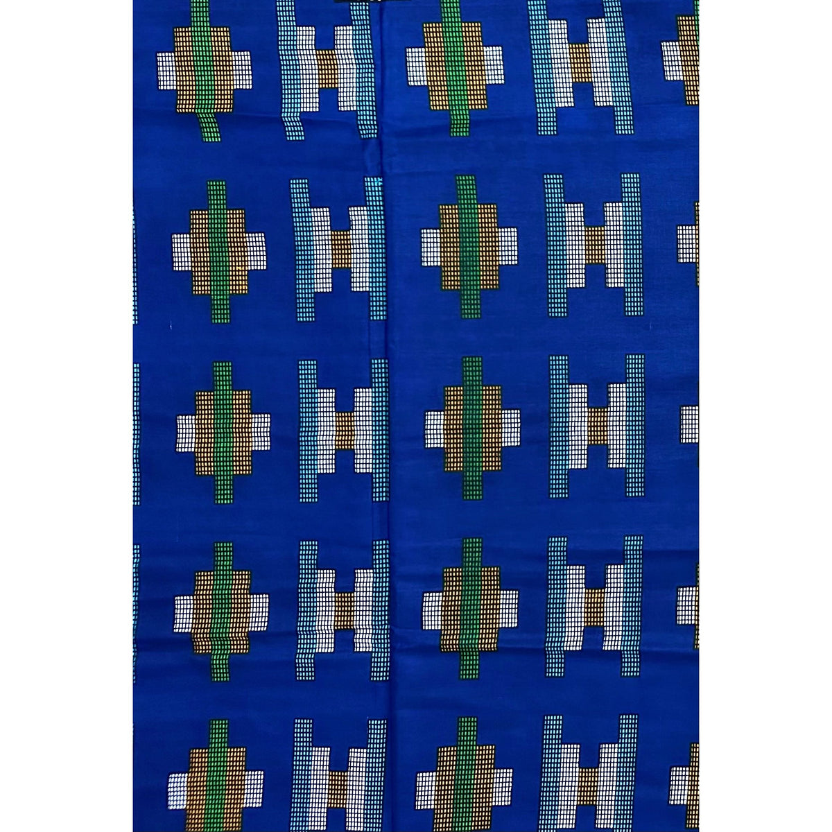 African Print Fabric/ Ankara - Blue, Orange, Green 'Common Ground' Design, YARD or WHOLESALE