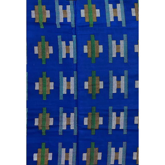 African Print Fabric/ Ankara - Blue, Orange, Green 'Common Ground' Design, YARD or WHOLESALE