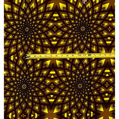 African Print Fabric/Ankara - Yellow, Olive Green, Brown "Irin Ayo" Design