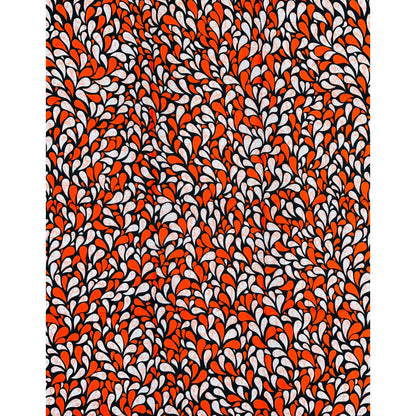 African Print Fabric/Ankara - Orange, Apricot, Black "Rain of Fire" Design, Per Yard