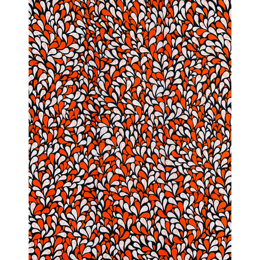 African Print Fabric/Ankara - Orange, Apricot, Black "Rain of Fire" Design, Per Yard