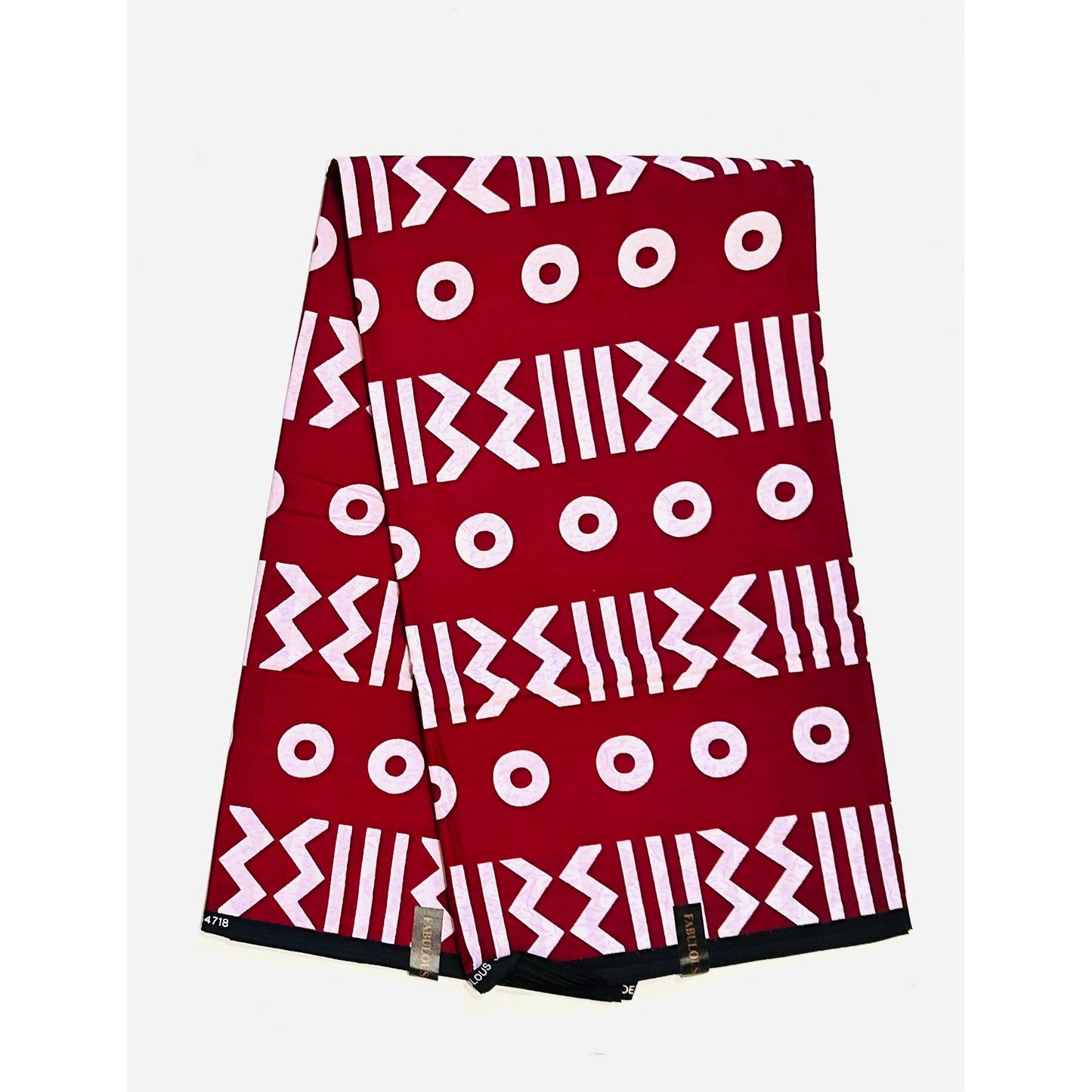 African Print Fabric/ Ankara - Dark Red, White 'Soro Soke' Design, YARD or WHOLESALE