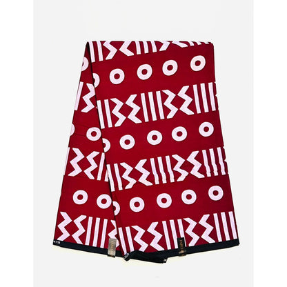 African Print Fabric/ Ankara - Dark Red, White 'Soro Soke' Design, YARD or WHOLESALE