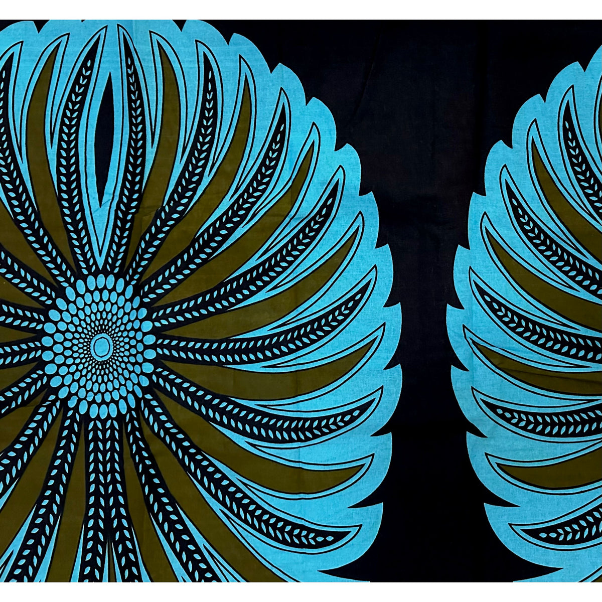 African Print Fabric/ Ankara - Green, Blue, Black 'Palm Theory' YARD or WHOLESALE