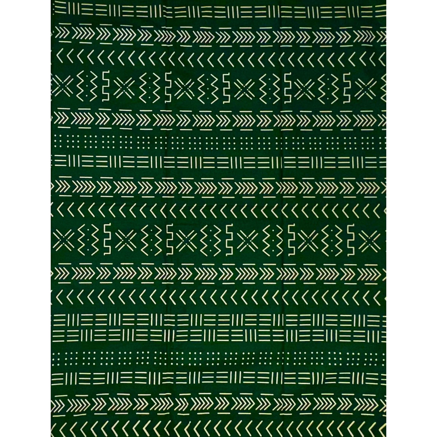 African Print Fabric/ Ankara - Green, Cream 'Taye Legacy' Design, YARD or WHOLESALE