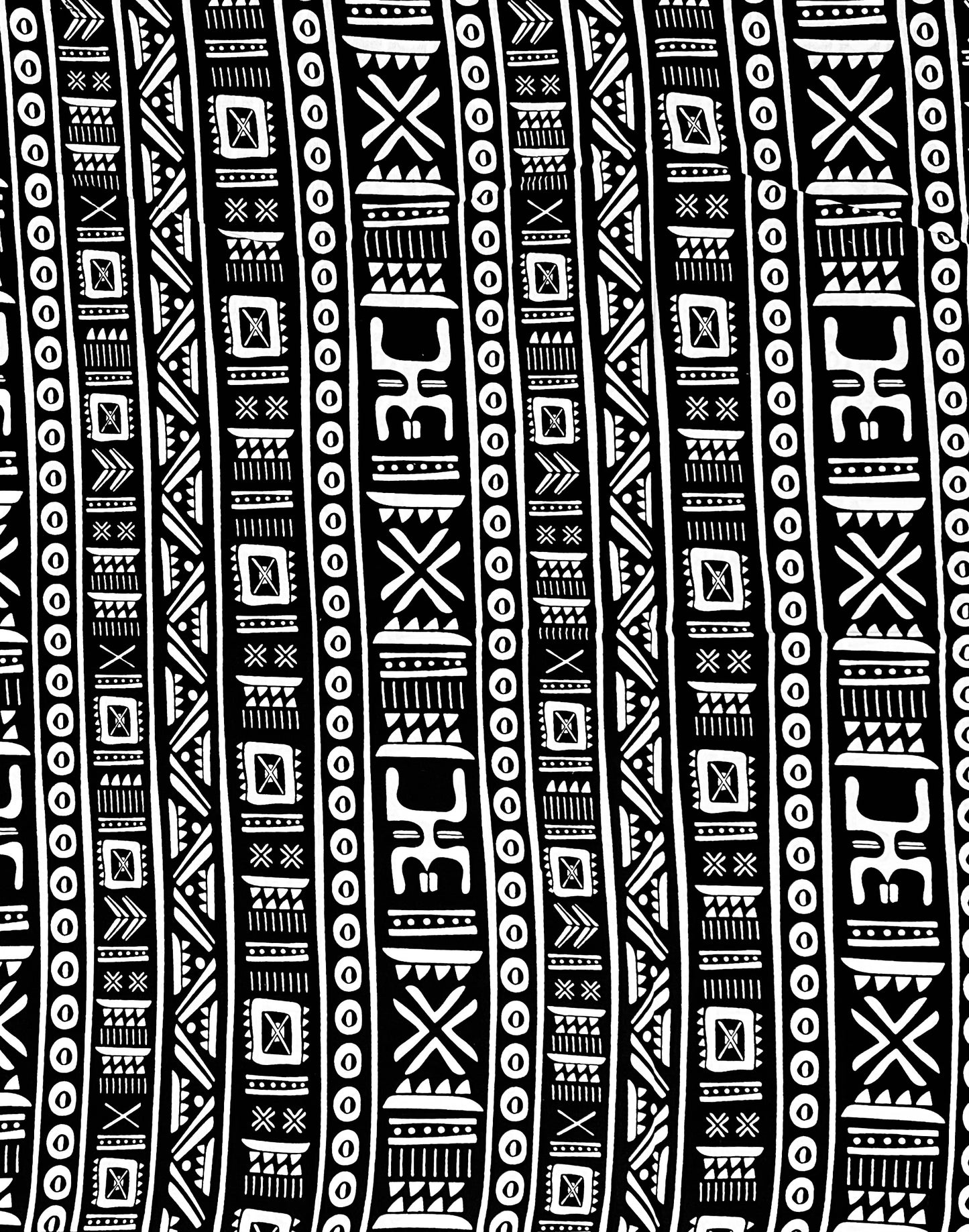African Print Fabric/ Ankara - Black, White 'House Rules', Per Yard or Wholesale