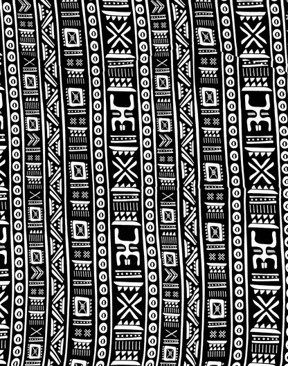 African Print Fabric/ Ankara - Black, White 'House Rules', Per Yard or Wholesale