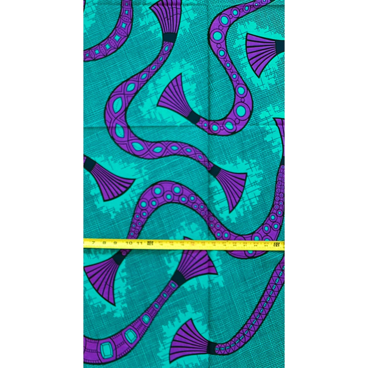 African Print Fabric/ Ankara - Teal, Purple ‘Tie Me Proper' Design, 1 YARD