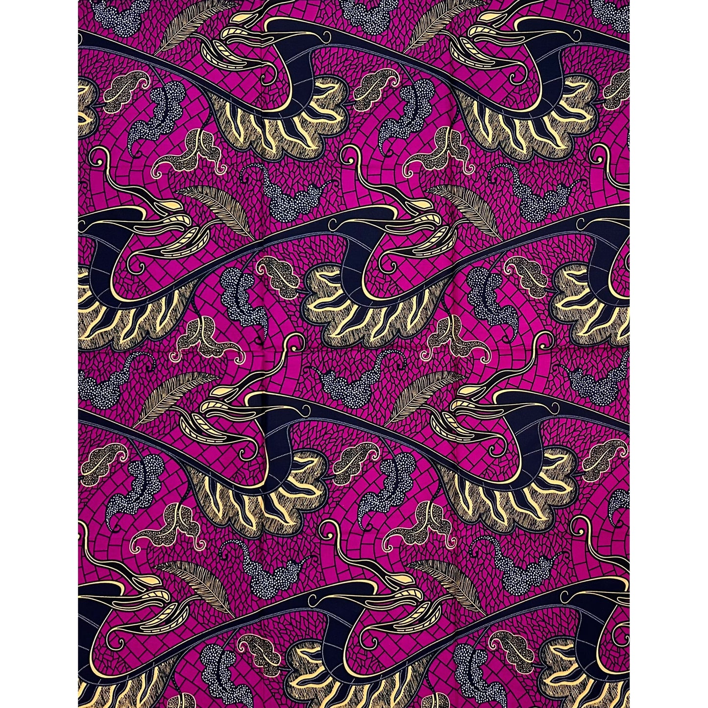 African Print Fabric/ Ankara - Purple, Blue, Brown ‘Akwaba Secrets' Design, 1 YARD