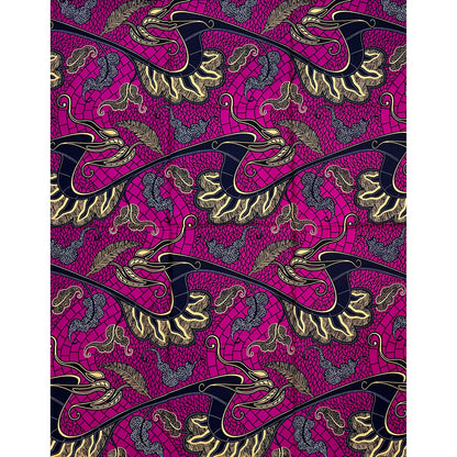 African Print Fabric/ Ankara - Purple, Blue, Brown ‘Akwaba Secrets' Design, 1 YARD