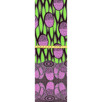 African Print Fabric/Ankara - Pink, Green, Brown "Onipa" Design, 1 Yard