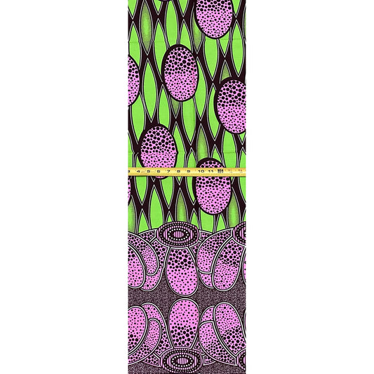 African Print Fabric/Ankara - Pink, Green, Brown "Onipa" Design, 1 Yard