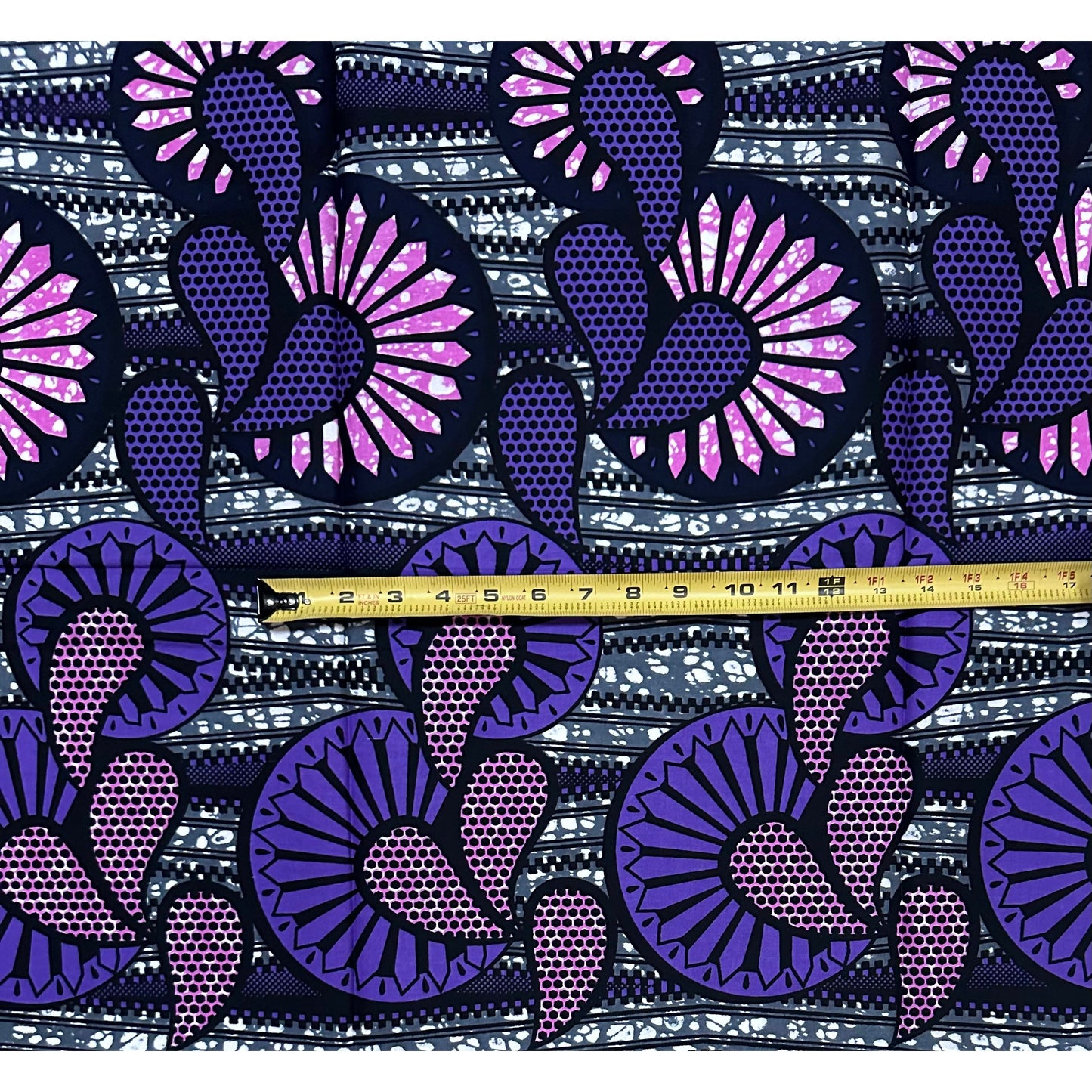 African Print Fabric/ Ankara - Purple, Gray, Navy 'Rochelle,’ YARD