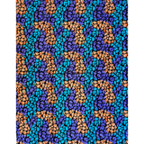 African Print Fabric/ Ankara - Black, Blue, Orange, Purple 'Nkali Echo' Design, YARD or WHOLESALE