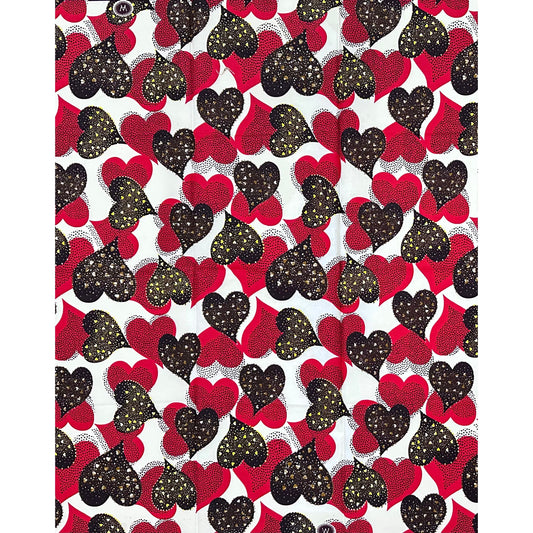African Print Fabric/ Ankara - Red, Yellow, Brown 'Archive Piece' Design