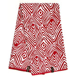 African Print Fabric/ Ankara - Red, White 'Fon Flair' Design, YARD or WHOLESALE