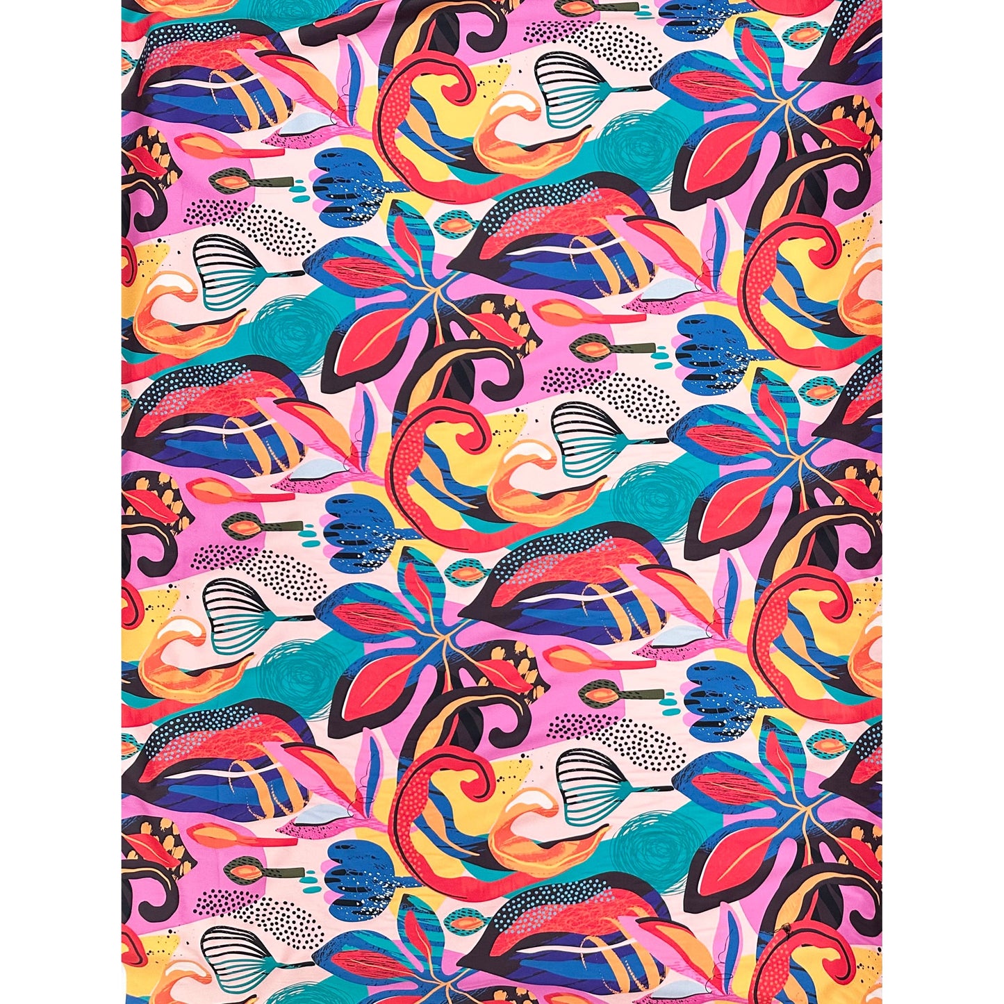 African Print, Stretch Cotton Satin Fabric- Teal, Pink, Orange, Purple, Blue, Red "Joy Has No Curfew", Per Yard