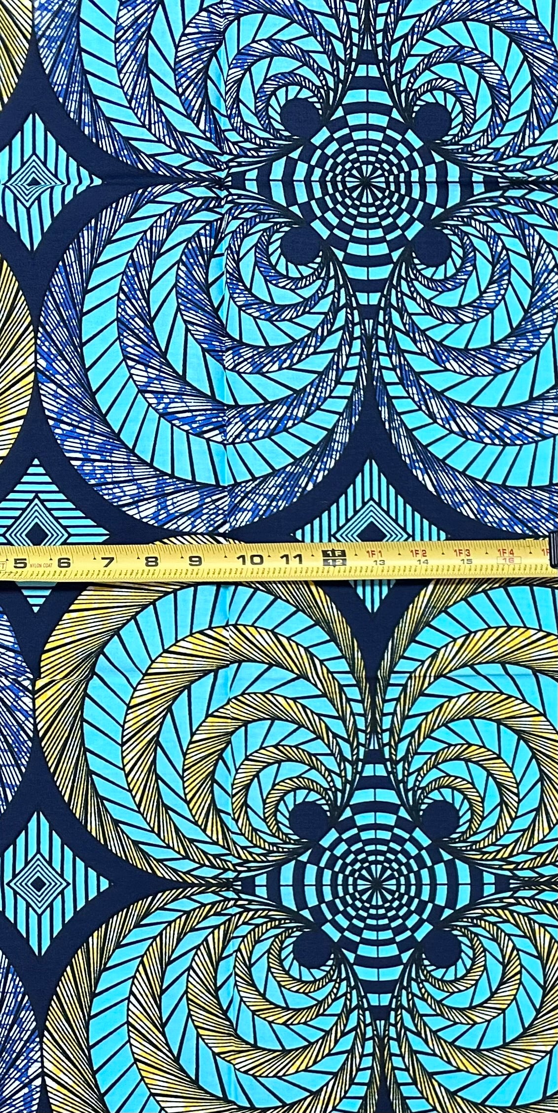African Print Fabric/ Ankara - Blue, Yellow 'Four Kingdoms,' 1 YARD