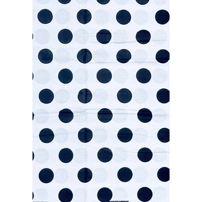 African Print Fabric/ Ankara - White, Black 'Dottie' Design, YARD or WHOLESALE
