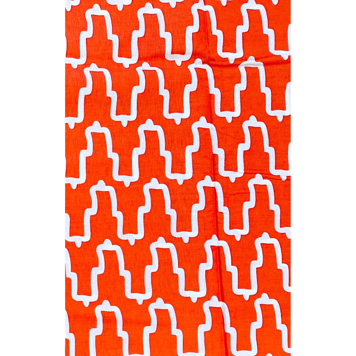 African Print Fabric/ Ankara - Orange, White 'City of Joy', Per Yard or Wholesale