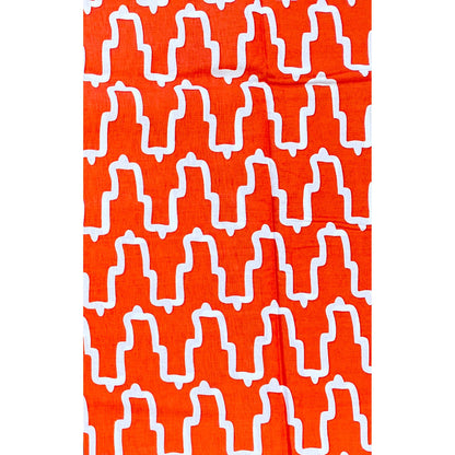 African Print Fabric/ Ankara - Orange, White 'City of Joy', Per Yard or Wholesale