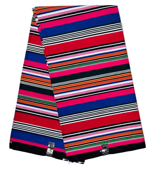 African Print Fabric/Ankara - Red, Blue, Pink, Green "Color Theory" Design, YARD or WHOLESALE