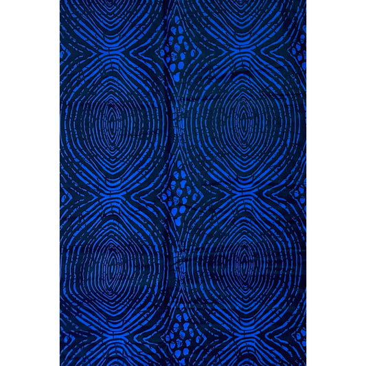 African Print Fabric/ Ankara - Blue, Black 'Deep Within' Design, YARD or WHOLESALE