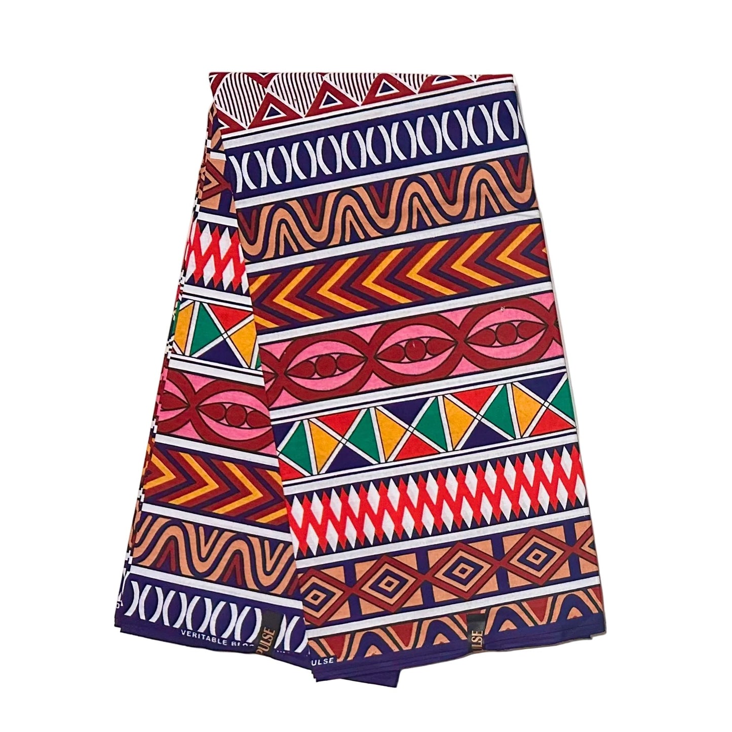 African Print Fabric/Ankara - Red, Pink, Brown, Blue "Heatwave Proverbs" Design, YARD or WHOLESALE