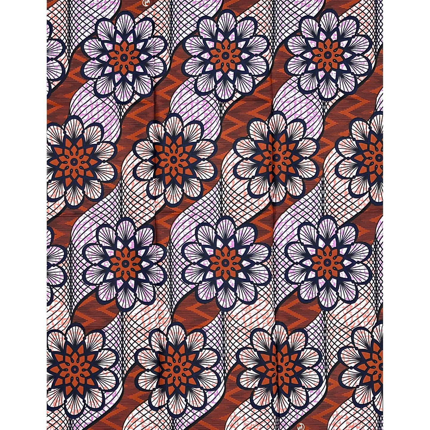 African Print Fabric/ Ankara - Pink, Purple, Brown "Owambe" Design, Yard