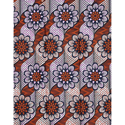 African Print Fabric/ Ankara - Pink, Purple, Brown "Owambe" Design, Yard