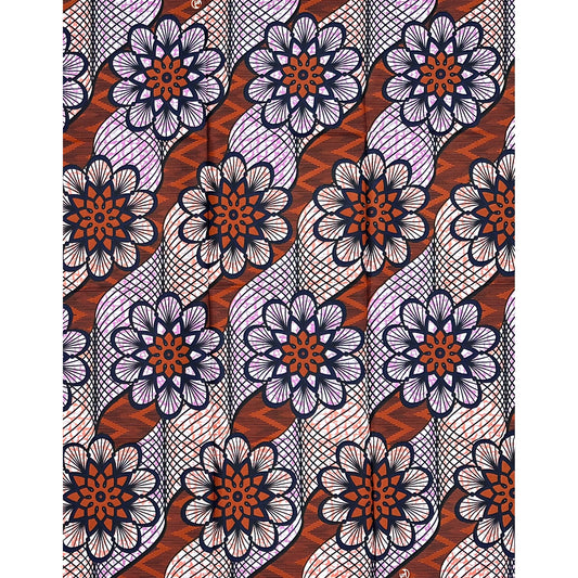 African Print Fabric/ Ankara - Pink, Purple, Brown "Owambe" Design, Yard
