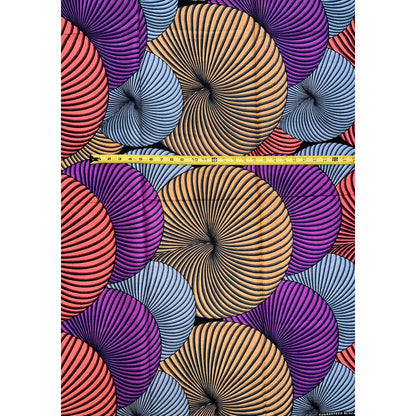African Print Fabric/ Ankara - Pink, Purple, Beige, Gray 'Whirlwind', YARD or WHOLESALE