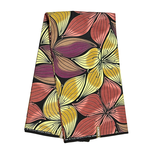 African Print Fabric/Ankara - Purple, Pink, Beige 'Sweet Magnolia', YARD or WHOLESALE