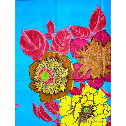 African Print Fabric/Ankara - Light Blue, Pink 'Epic Blooms' Design, YARD or WHOLESALE