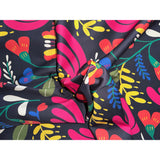 African Print, Stretch Cotton Satin Fabric- Black, Green, Pink, Orange, Blue "Adamou", Per Yard