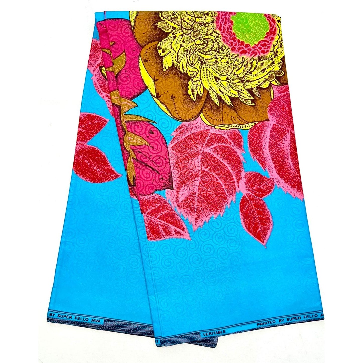 African Print Fabric/Ankara - Light Blue, Pink 'Epic Blooms' Design, YARD or WHOLESALE