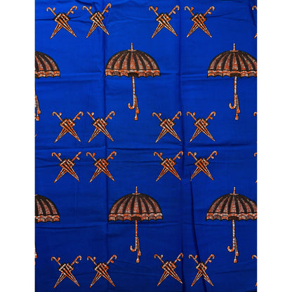 African Print Fabric/Ankara - Blue, Orange 'New Orleans First Line’ Design, YARD or WHOLESALE