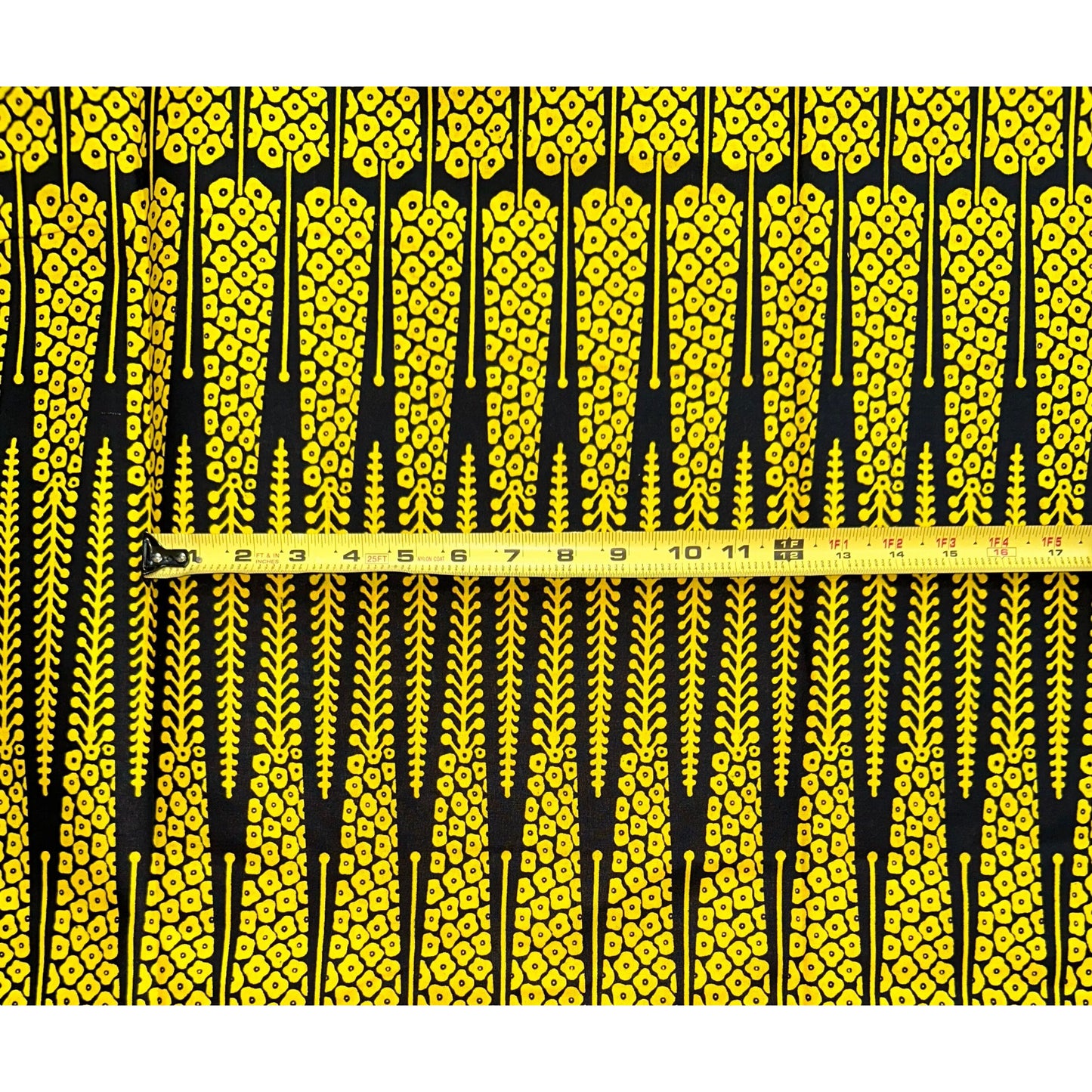 African Print Fabric/ Ankara - Yellow, Black 'Zaji' Design, YARD or WHOLESALE