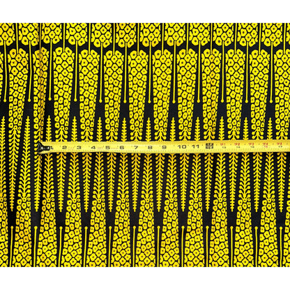 African Print Fabric/ Ankara - Yellow, Black 'Zaji' Design, YARD or WHOLESALE