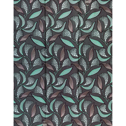 African Print Fabric/ Ankara - Turquoise, Brown, Gray 'Nile Breeze', 1 YARD