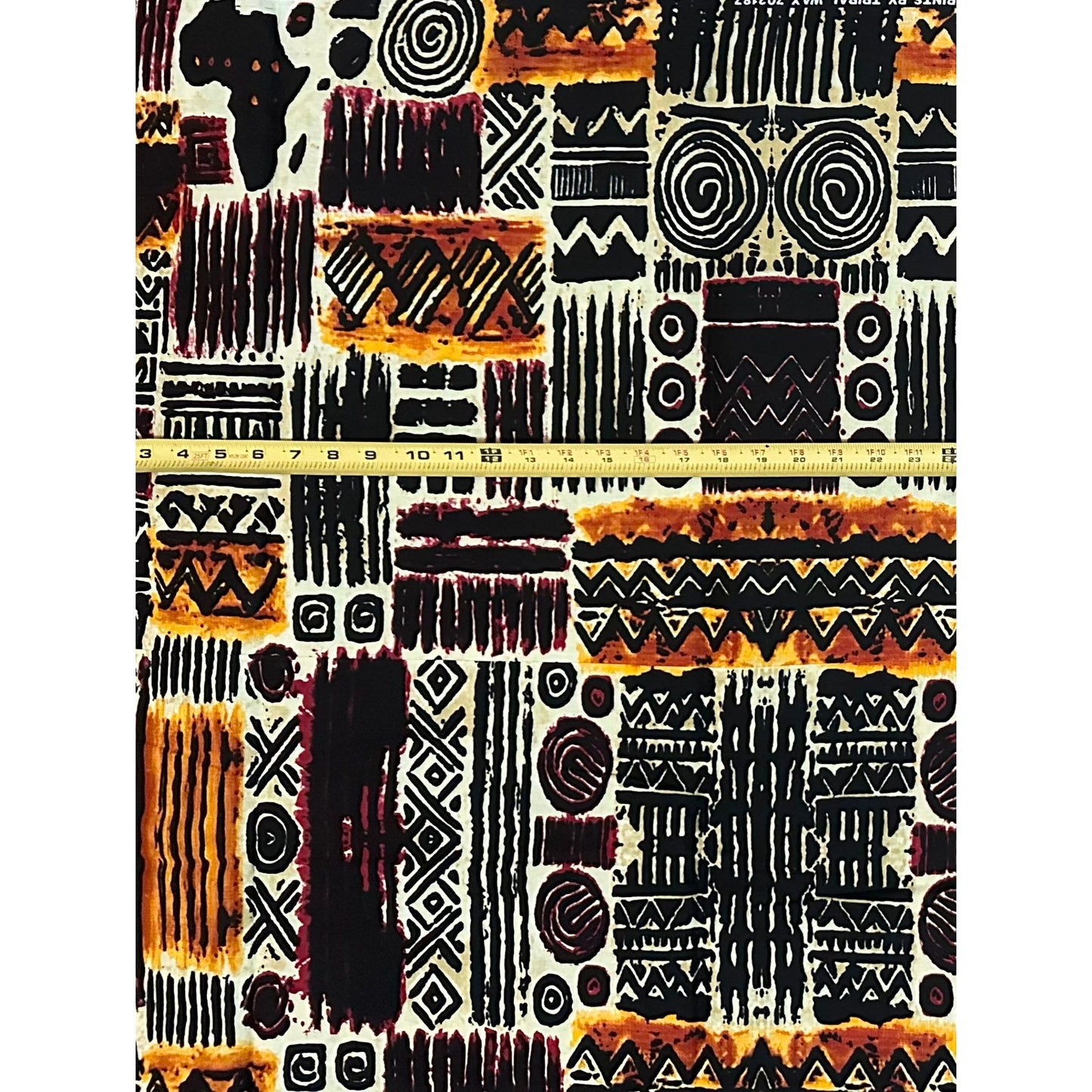 African Print Fabric/ Ankara - Red, Black, Beige, Brown "The Good Table", YARD or WHOLESALE