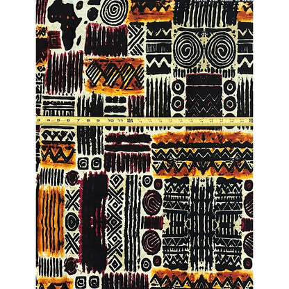African Print Fabric/ Ankara - Red, Black, Beige, Brown "The Good Table", YARD or WHOLESALE