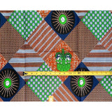 African Print Fabric/ Ankara - Brown, Blue, Green 'Sona' YARD
