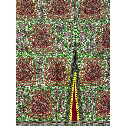 African Print Fabric/ Ankara - Green, Brown 'Afia Umari,' YARD or WHOLESALE