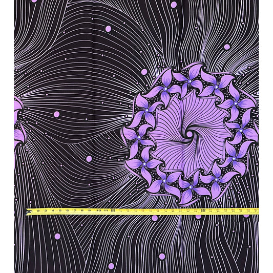 African Print Fabric/ Ankara - Purple, Brown "All Things Align" Design, Yard