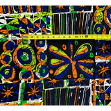 African Print Fabric/ Ankara - Blue, Green, Yellow, Orange 'Folake Charmed', YARD or WHOLESALE