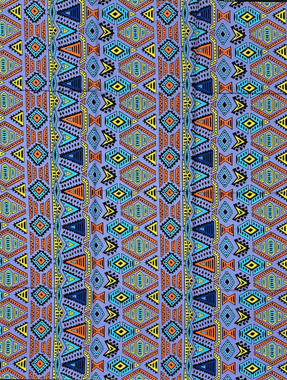 African Print Fabric/ Ankara - Periwinkle, Blue, Orange, Yellow 'Send Money Home', 1 YARD